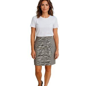 Banana Republic Women's Pencil Skirt Sz 0 Black White Polka Dot Stretch Lined
